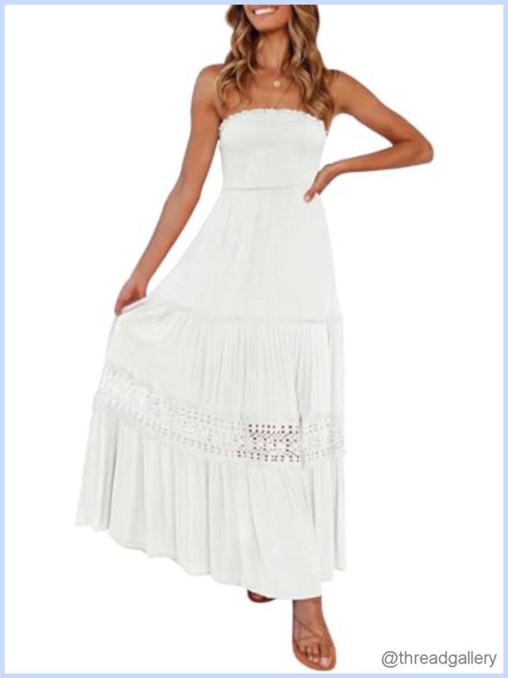 Strapless Boho Maxi Dress Sleeveless Backless A-Line Beach Vacation